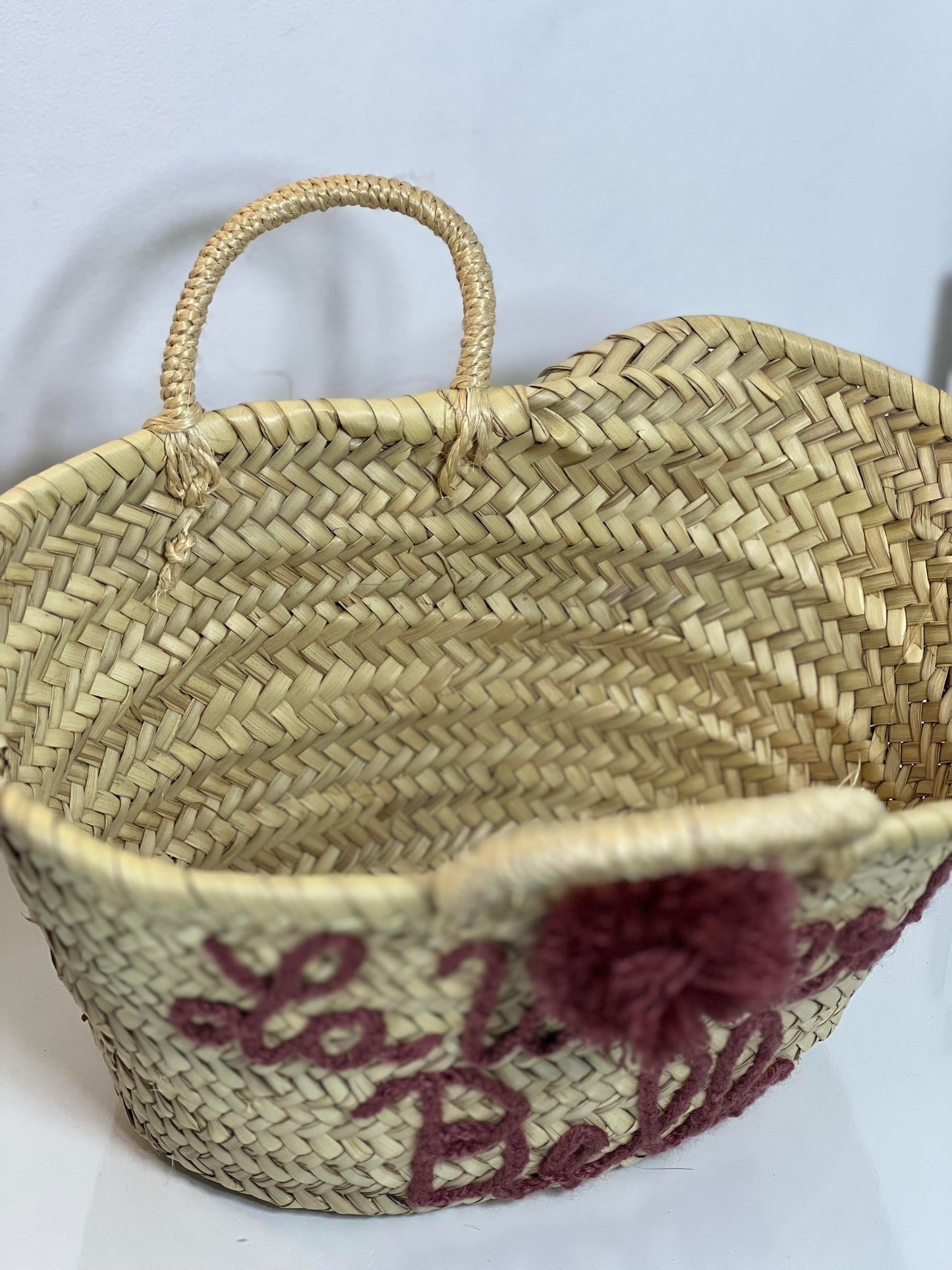 MINI BEACH BASKET "la vie est belle" - brown