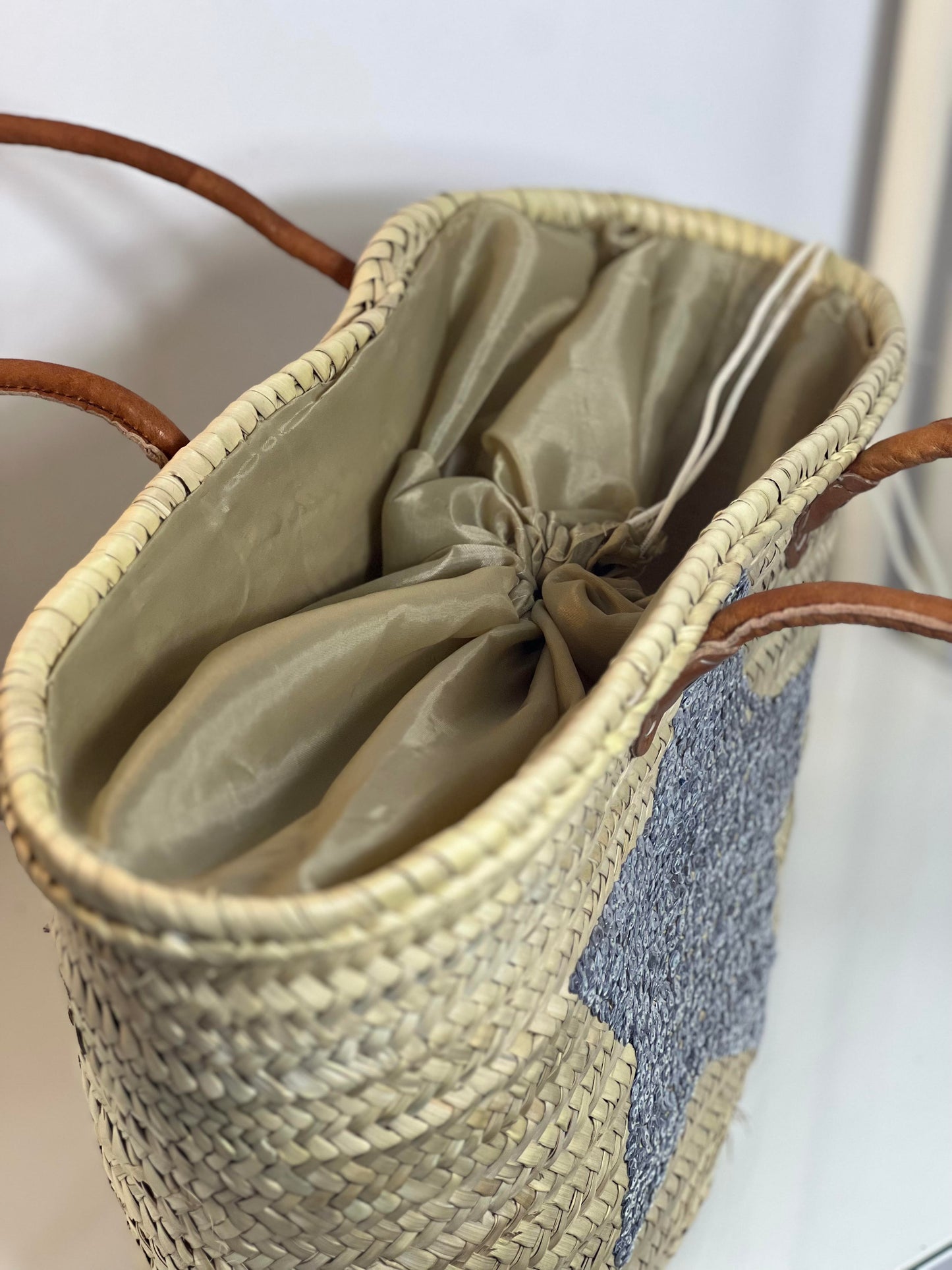 LARGE BEACH BAG WITH SILVER SEQUIN STAR
