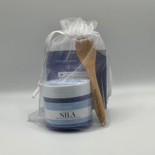 Set NILA Moroccan blue powder mask + bamboo spoon